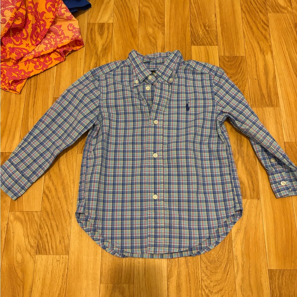 Ralph Lauren Blue and Green Plaid Button-Down Shirt